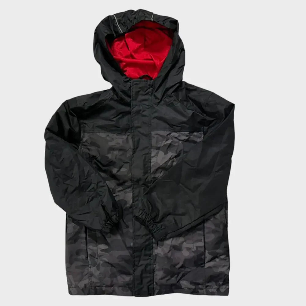 Faded Glory Boys Small NEW NWT Black Camouflauge Rain Jacket